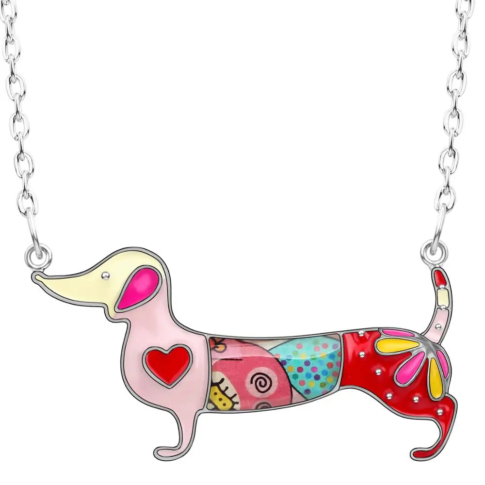 WEVENI сплав Эмаль Аниме такса Подвеска для ожерелья собак цепь воротник милые