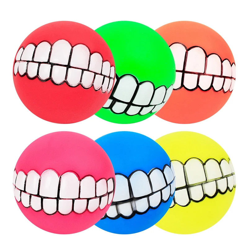 

Pet Dog Ball Teeth Funny Trick Toy Silicone Toy for dogs Chew Squeaker Squeaky Dog Sound toys Pet puppy Toys interactive cat toy