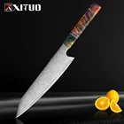 Нож шеф-повара XITUO из дамасской стали, японская Дамасская сталь, для нарезки лосося, 8 дюймов, кухонный резец, мясница сантоку, твердая древесина