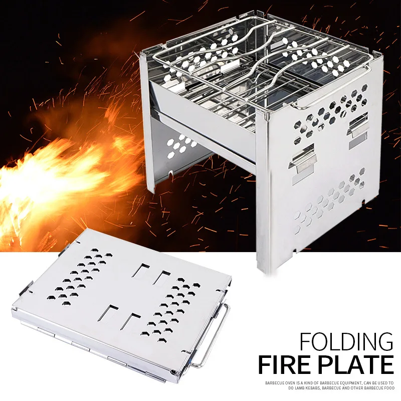 Portable Camping Folding Stove Outdoor Barbecue BBQ Stainless Steel Grill With Non-stick Picnic | Дом и сад