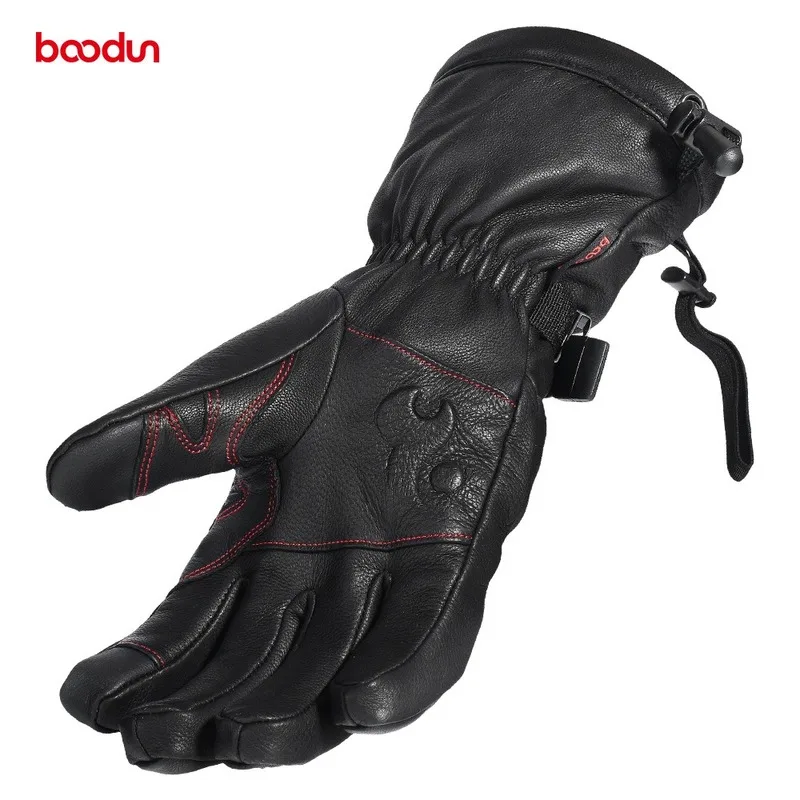 Лыжные перчатки из натуральной кожи с сенсорным экраном теплые флисовые зимние