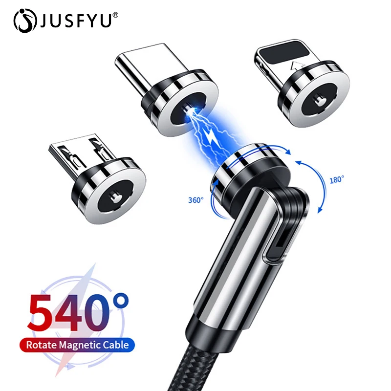 

2M 1M / 540 Rotate Magnetic Cable Fast Charging Magnet Charger Micro USB Type C Mobile Phone Wire Cord For iPhone Xiaomi Huawei