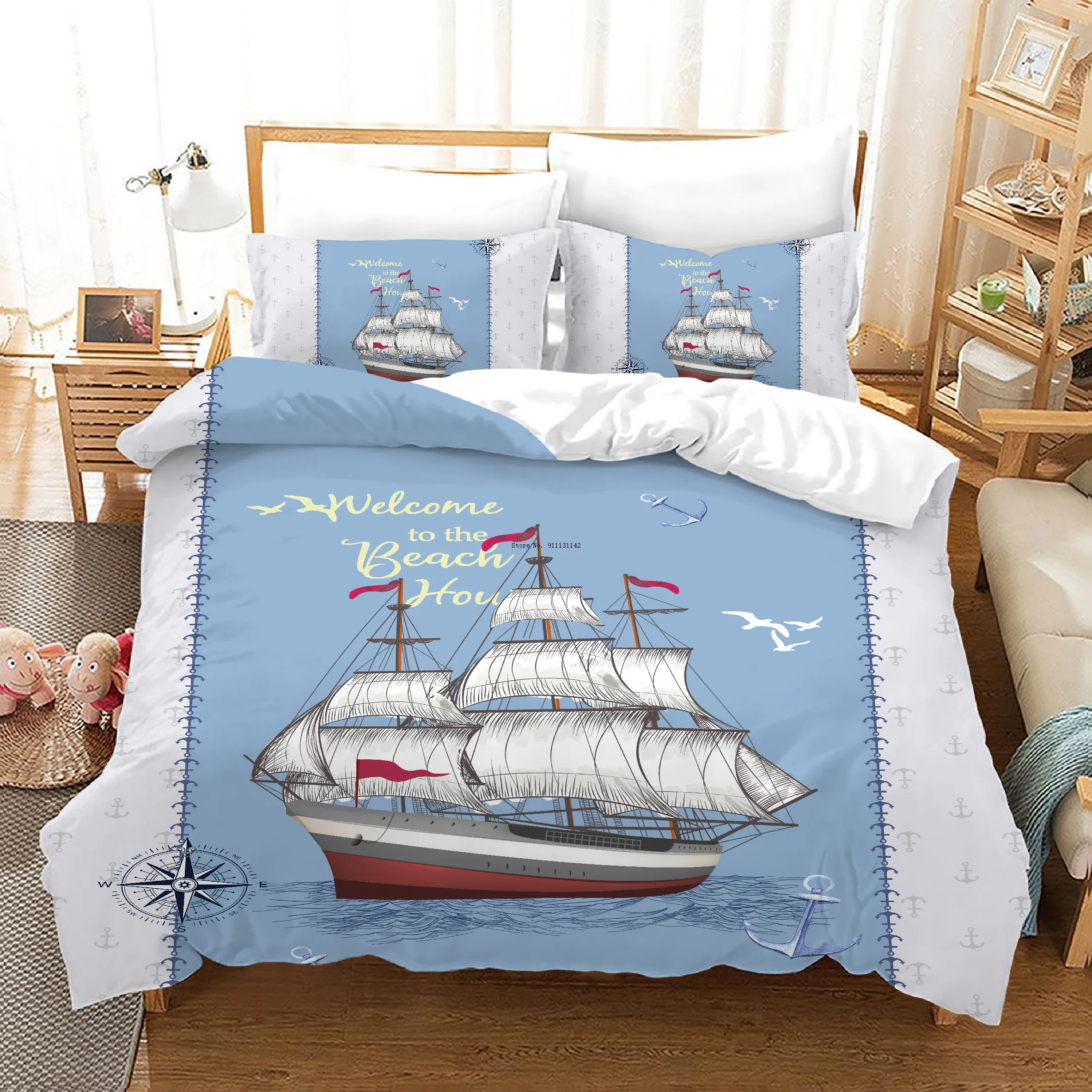 

Modern Style Cartoon Bedding Set Comfortable Soft Down Quilt Cover Pillowcase King Queen Size Home Textile