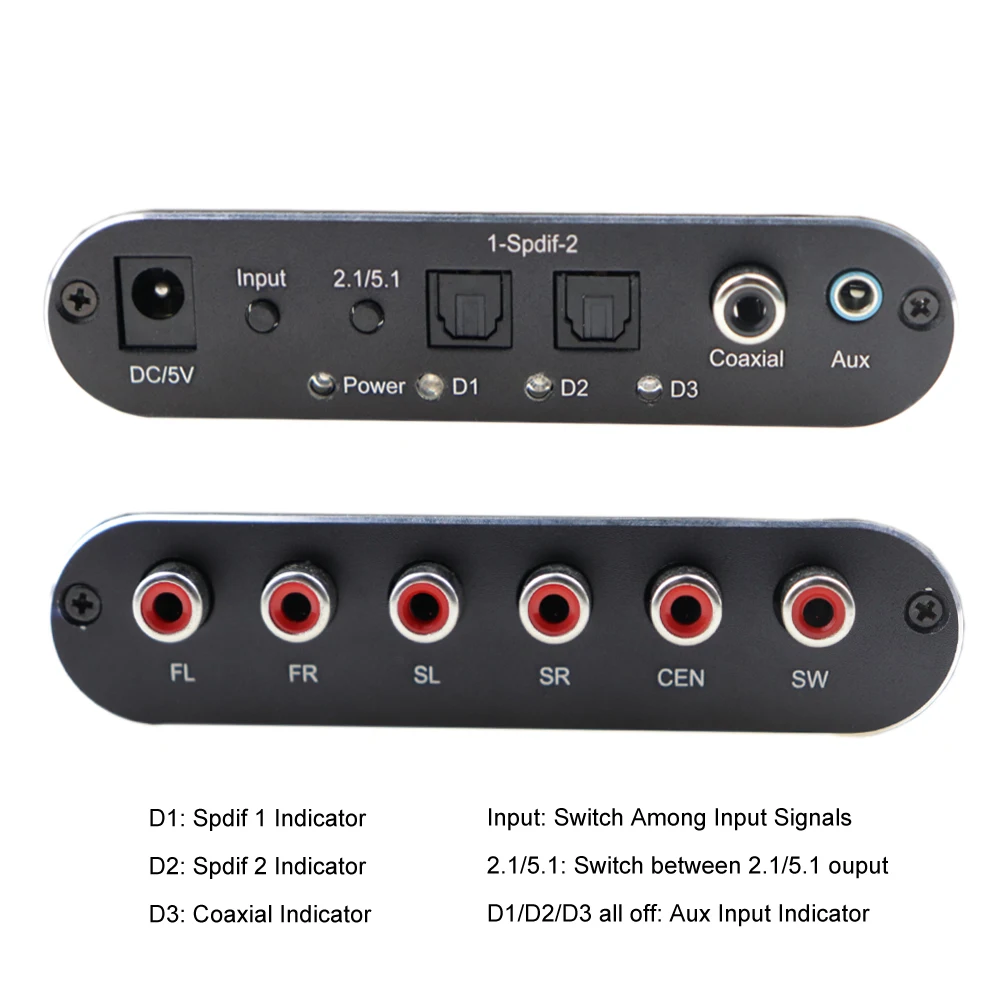 Цифровой декодер объемного звука HD Audio Rush оптический коаксиальный