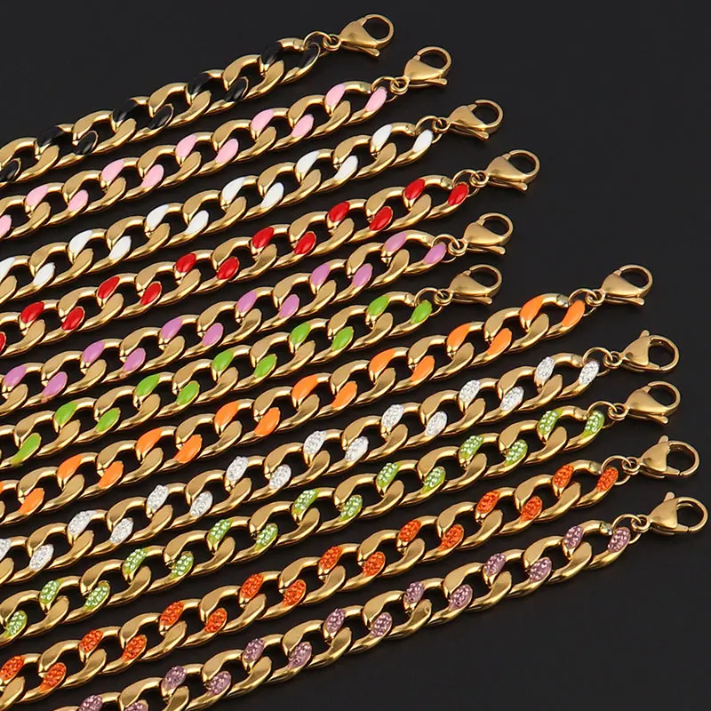 

Punk Cuban Color Bracelet Thick Chain Bracelet Stainless Steel Bracelets For Women Bracelet Charm Bracelet Jewelery Gift