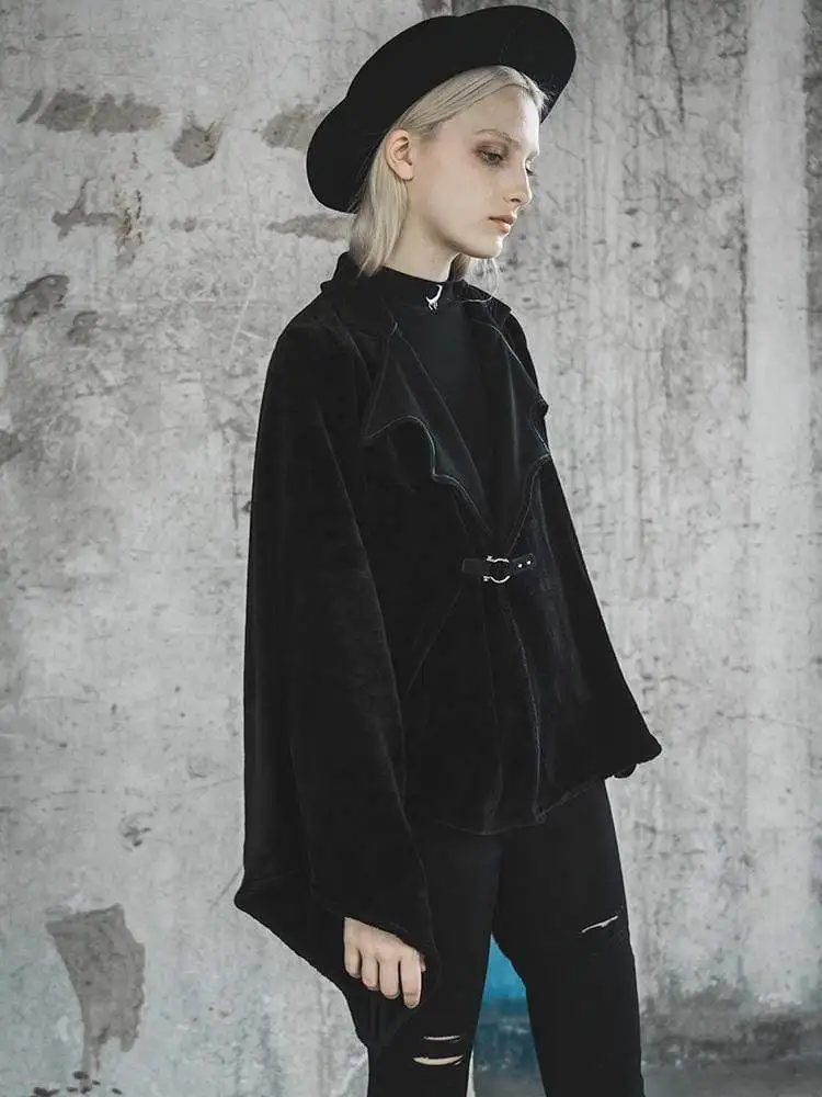 Панк рейв женские Turn Down Воротник Летучая мышь рукавами вельветовые накидки PY 399DP|