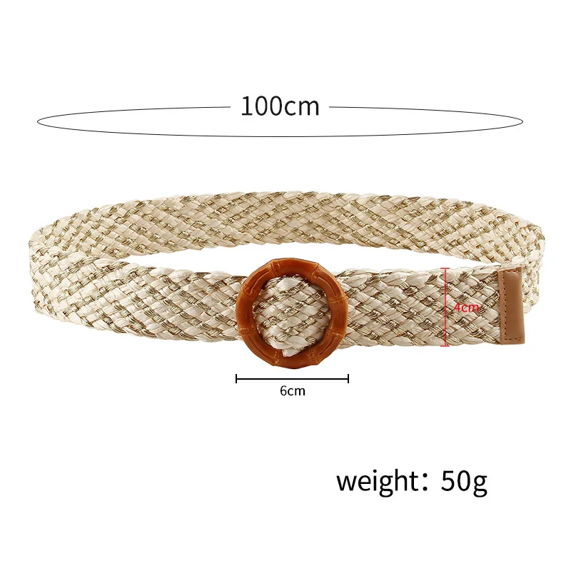 

Retro PP Grass Women's Belt Female Elegant Bamboo Buckle Woven Belts For Women Waist Strap Luxury Designer Brand Waistband Fajas