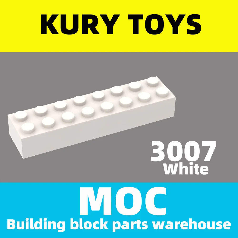 Kury-piezas de bloques de construcci&oacute;n, juguetes MOC DIY para 3007, piezas para ladrillo 2x8 para ladrillo-0