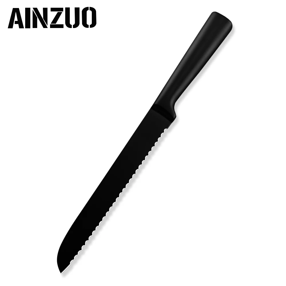 AINZUO нож шеф-повара 3cr13 набор кухонных ножей из нержавеющей стали фруктовый нож Santoku для нарезки хлеба шеф-повара кухонные аксессуары набор ножей - Цвет: E.8 inch Bread Knife