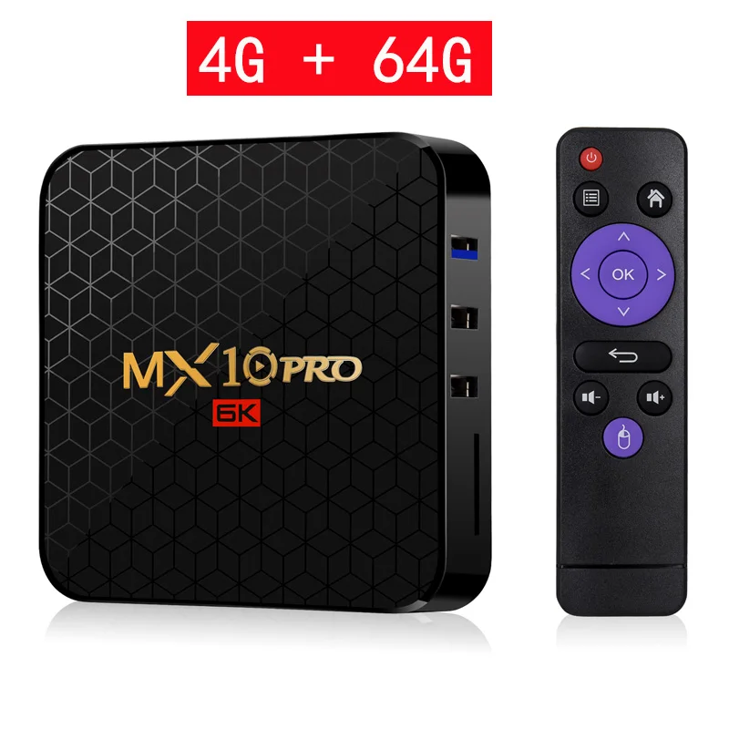 4G 64G TV BOX MX10 PRO Android 9,0 Smart tv Box 4 Гб 64 Гб Wifi Allwinner H6 четырехъядерный USB 3,0 6K Netflix проигрыватель google Youtube телеприставка TX6 - Цвет: 4G 64G TV BOX