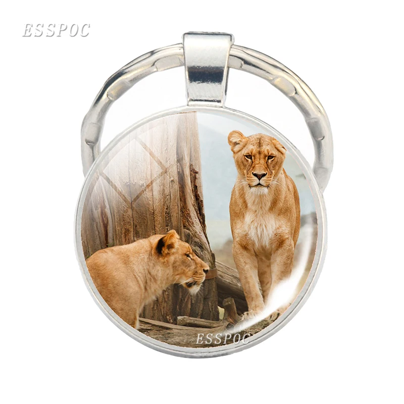 Hot Lion Keychain Art Photo Glass Dome Jewelry Key Chain Car Key Ring Classic Movie Animal Pendant Men Women Gifts