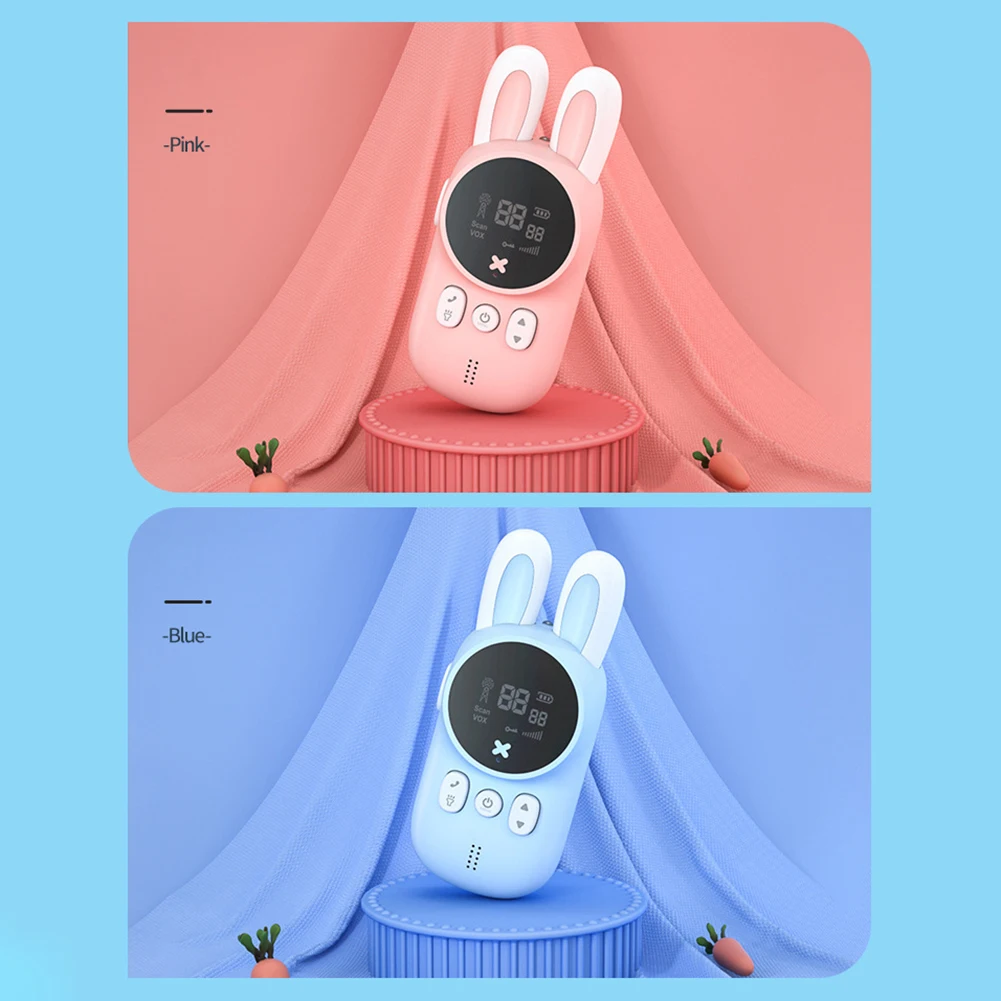 

2Pcs Portable Handheld Walkie Talkie Kids Cute Rabbit Interactive Funny Interactive Toys Pink Blue Walkie Talkie
