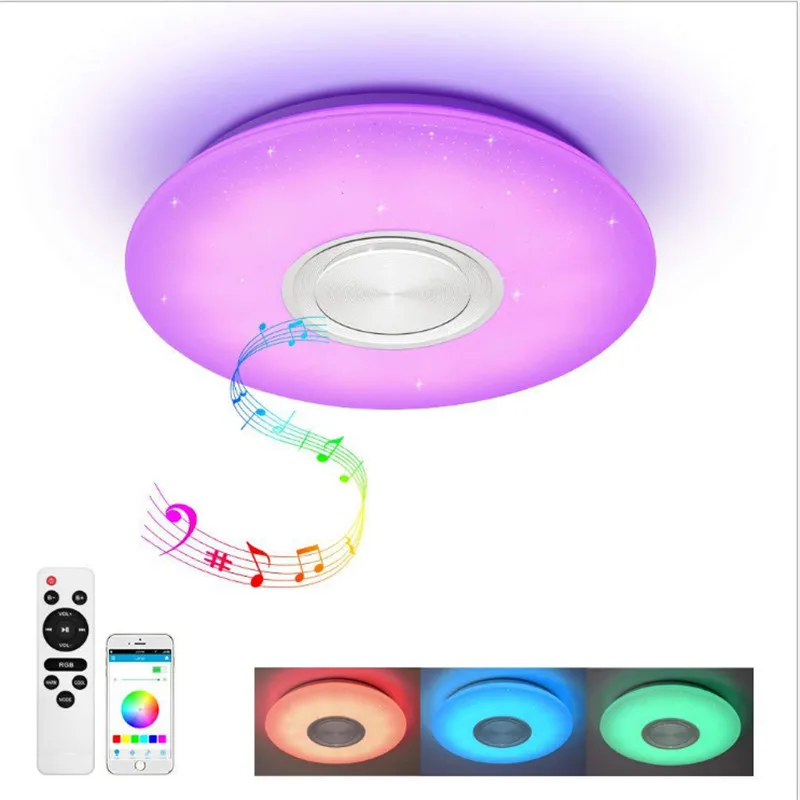 Музыка светодиодные потолочные светильники RGB приложение и пульт дистанционного
