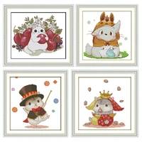 cross stitch kits the cute little hamster pattern counted printed canva 11ct 14ct print stamped fabric needlework embroidery set