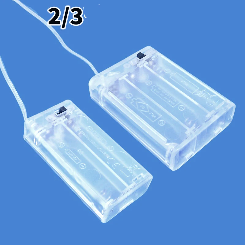 

30pcs/lot 2x 3x 1.5V AA Battery Holder Storage Box Case 2 3 Slots AA Batteries Holder Box Case With Switch Lead Transparent