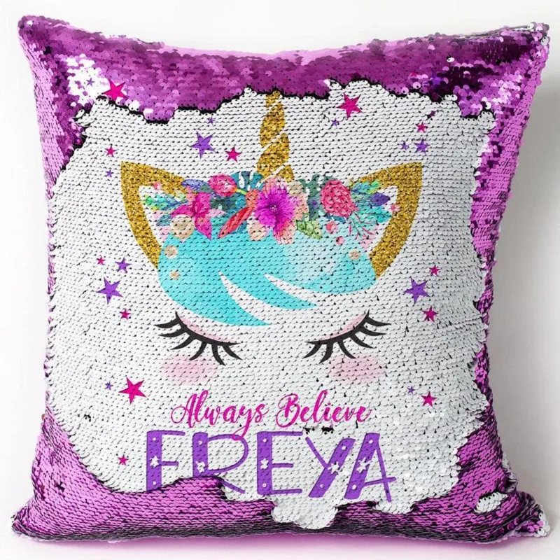purple-white Новинка, блестки, Русалка, Cojines, подушка, сделай сам, блестки, магический Реверсивный Единорог, подушка для дивана, домашние декоративные рождественские подарки - Цвет: purple-white