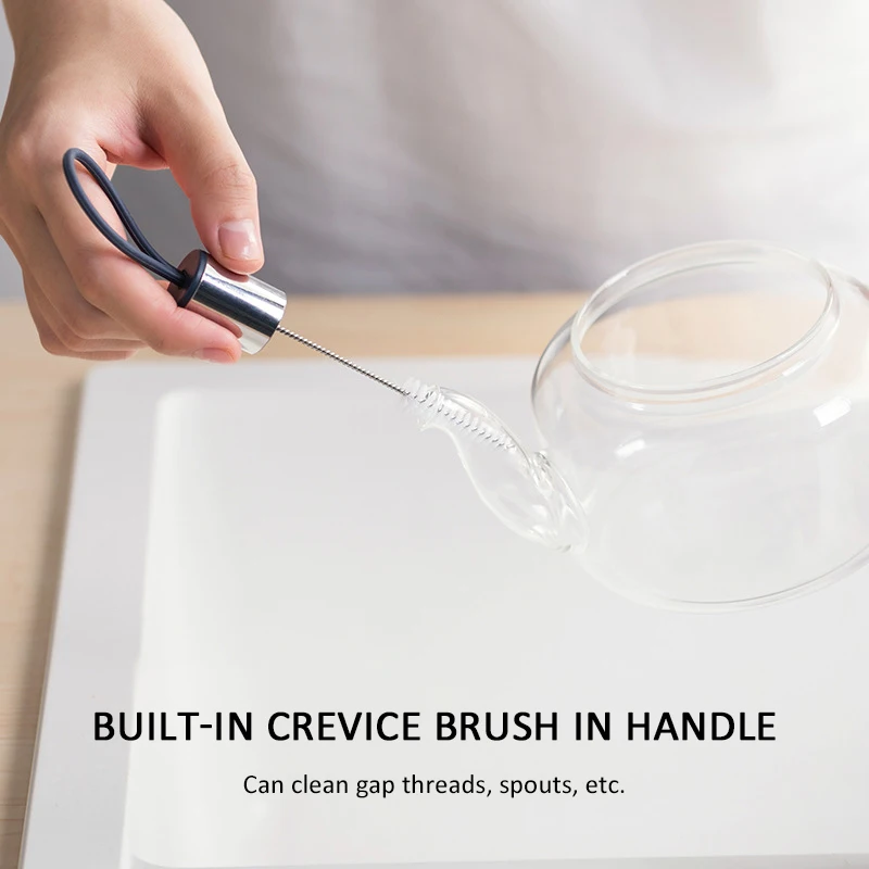 

304 Stainless Steel Nylon Cup Brush Universal Kitchen Baby Bottle Long Handle Cup Brush No Dead End Cleaning Brush Accessories