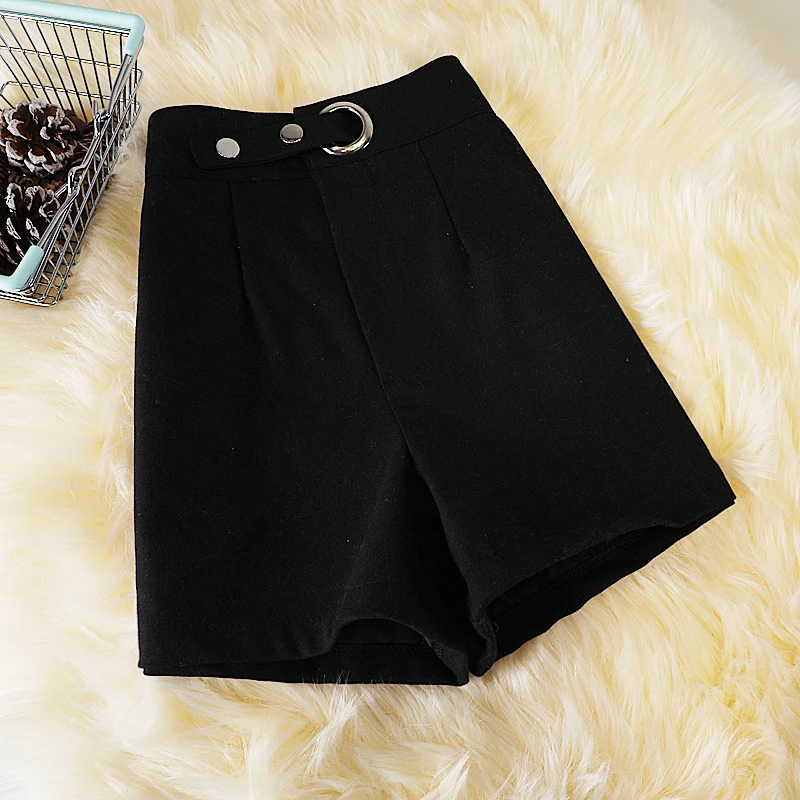 Шерстяные шорты в клетку для осени/зимы новый стиль большие размеры двубортные с