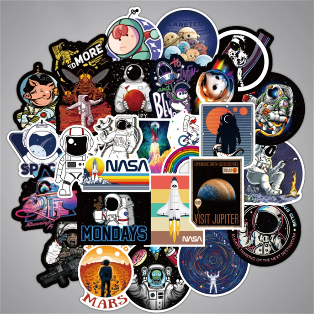 10/30/50 Uds la exploraci&oacute;n espacial astronauta de dibujos animados pegatina de Graffiti maleta port&aacute;til taza de agua guitarra etiqueta engomada impermeable al por mayor-2