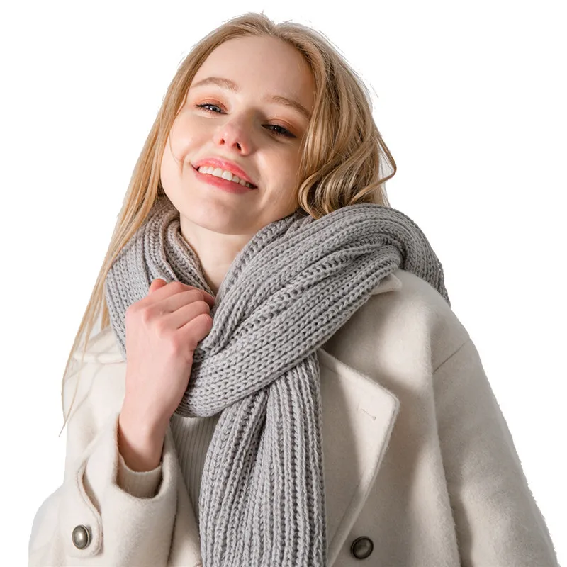 Корейская версия осенне зимнего Нового Акрилового однотонного шерстяного шарфа