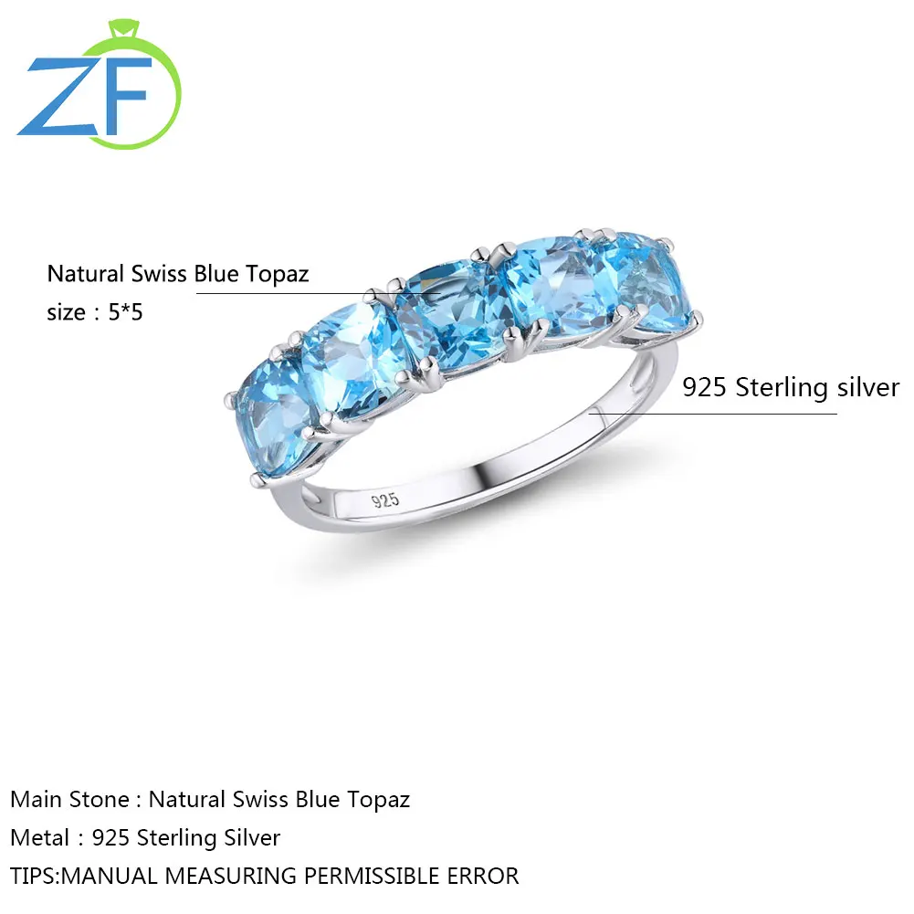 

GZ ZONGFA New Arrival fashion women custom Natural Blue Topaz Gemstone 925 Sterling Silver Engagement Rings Jewelry Women
