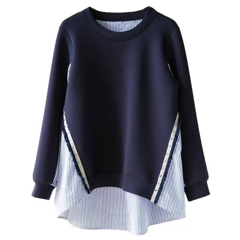 

Zhumu Stitched Shirt for WOMEN 'S 2020 Autumn New Leisure Age Reduction Back Single Breasted Fashion Versatile Top