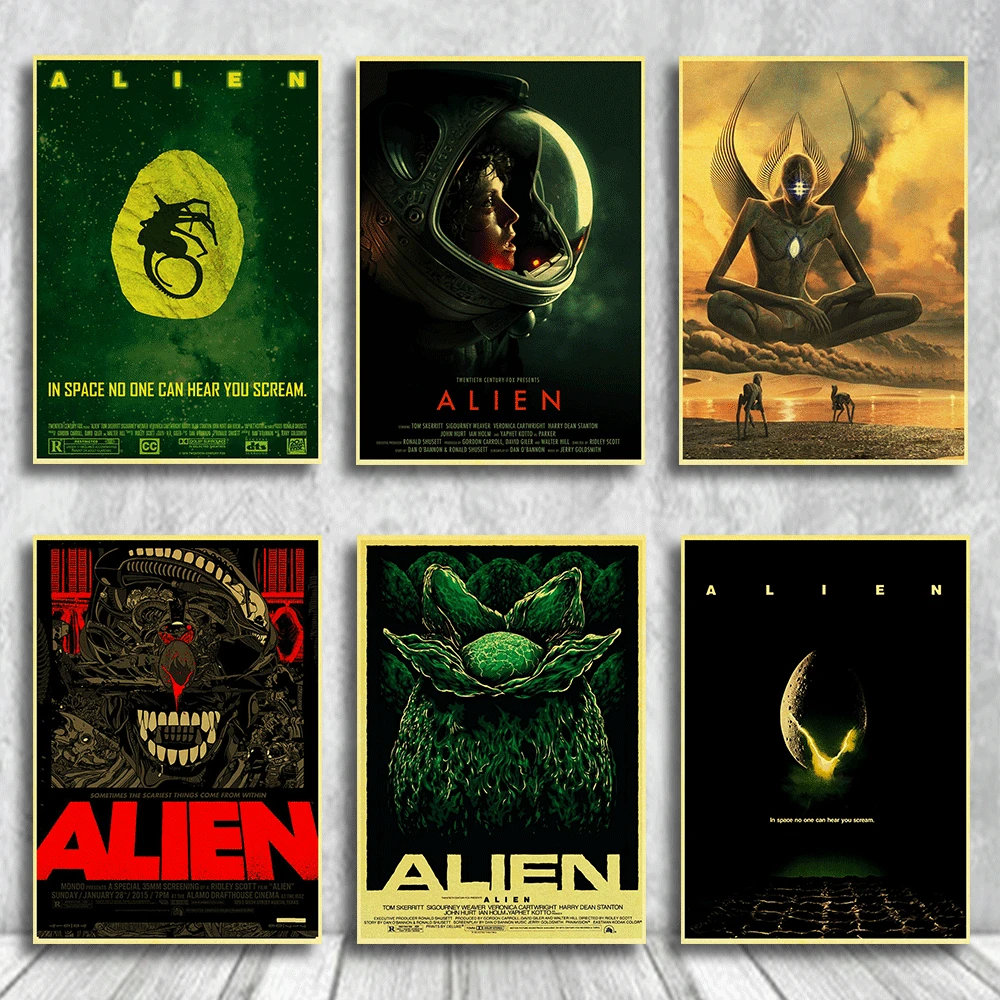 Домашний художественный фильм Alien Ретро плакат печать высокое качество наклейки