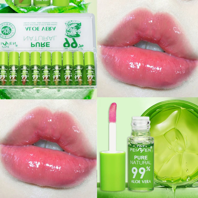 Питательная защита жидкая помада для губ блеск женский алоэ вера растение