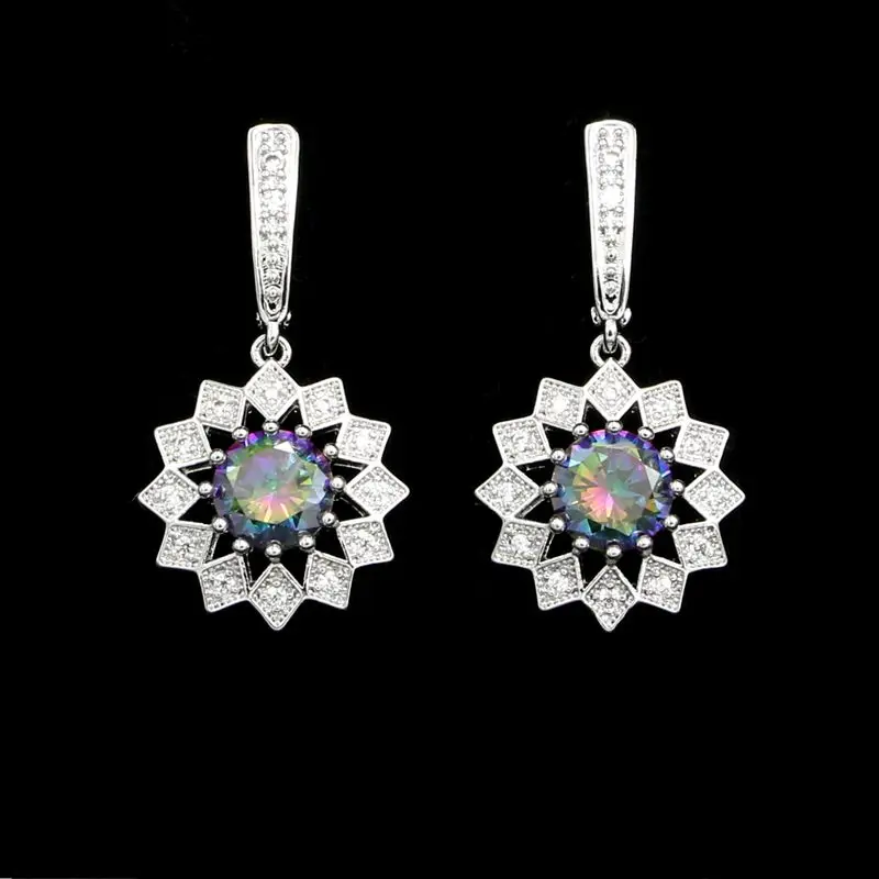 Женские серьги из серебра 925 пробы с белыми кристаллами и кубическим цирконием |