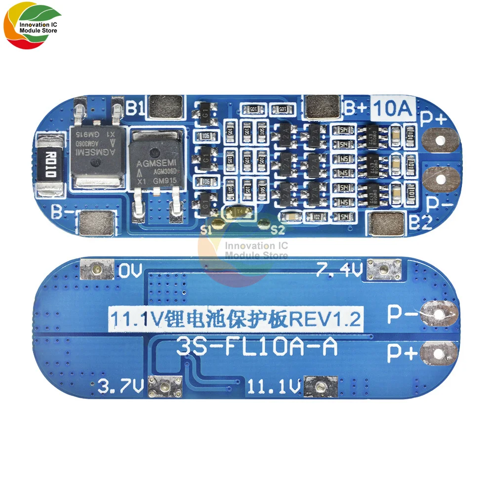 

BMS 3S 10A 11.1V 12V 12.6V Lithium Battery Charger Protection Circuit Board Module PCB For 18650 Li-ion Lipo Battery Cells