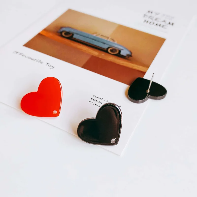 

Heart Resin Plastic Stud Earring Components Eardrop Simple Style for Women DIY Jewelry Accessories Handmade Materials 6pcs