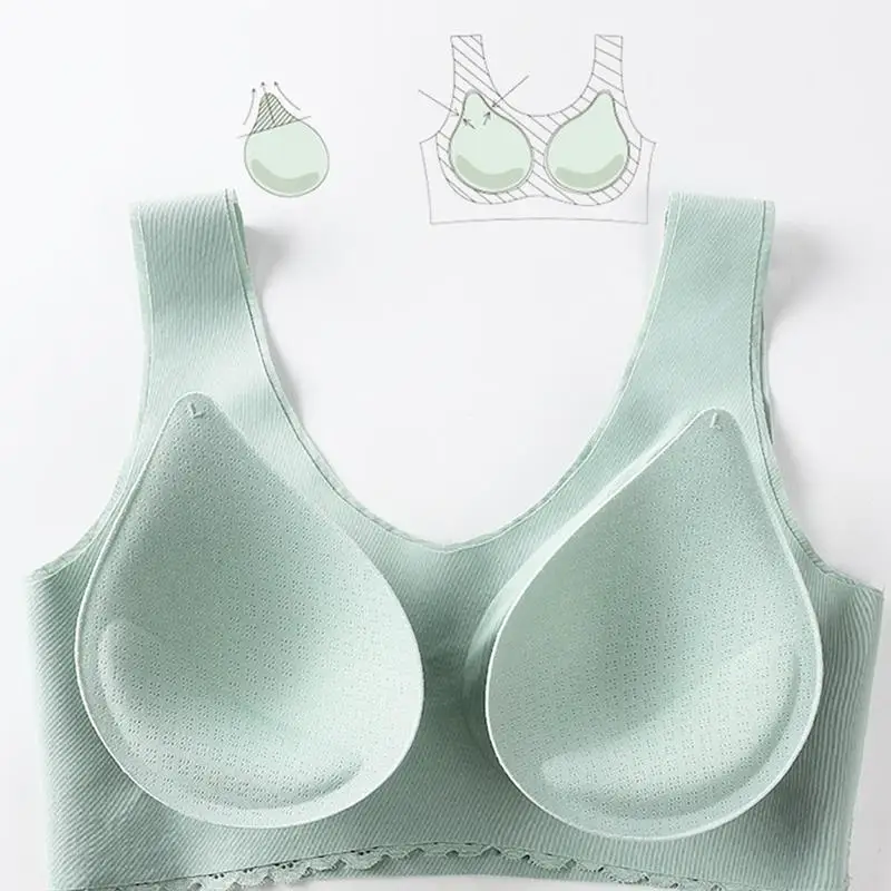 Женский размера плюс бюстгальтер 5d без косточек кружевной дышащий бесшовный