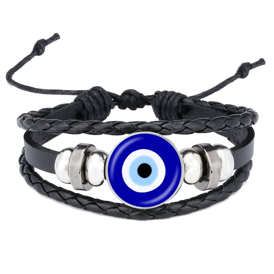 Синие браслеты со сглаза El Protector Ojo Turco Blue Evil Eye мощный защитный кожаный браслет