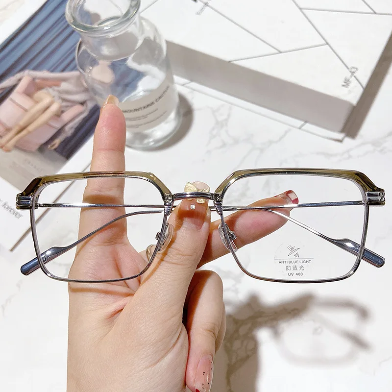 

Модная Большая квадратная оправа очки Маленькая оправа для лица Защита от синего света оправа для очков утолщенные брови