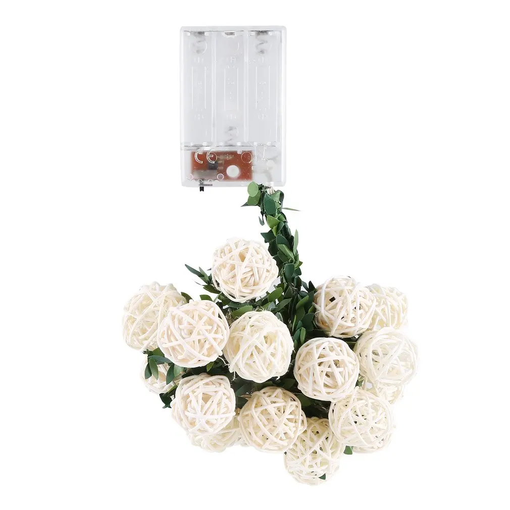 

20 LED rattan Thai rattan ball battery box light string Christmas day indoor outdoor decoration white BZ495