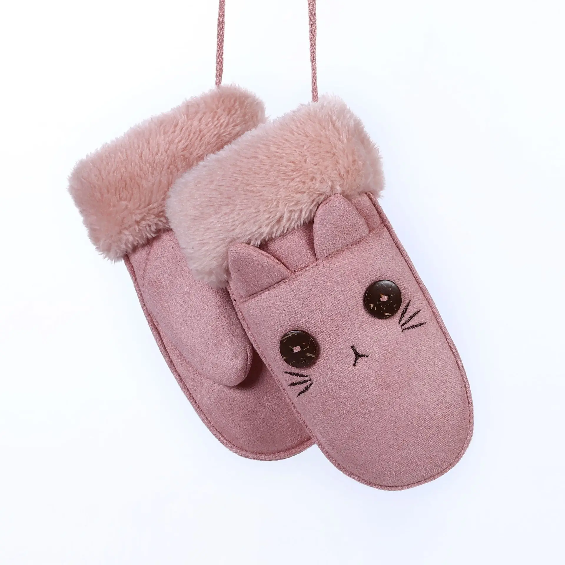 Милые детские перчатки с мультяшным оленем/улыбкой зимние плотные кашемировые