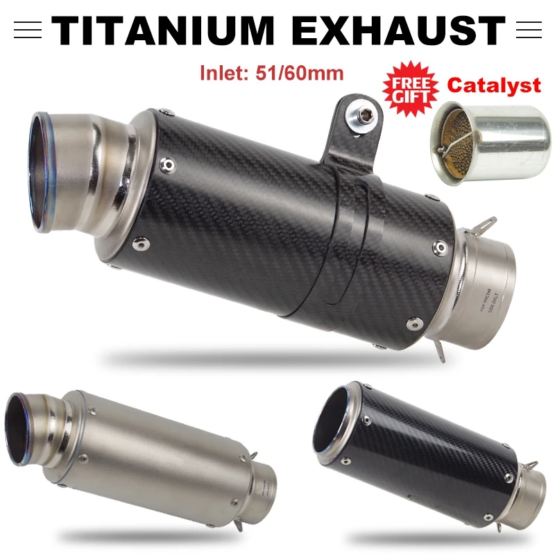 Универсальная 51/60 мм выхлопная труба из титанового сплава для мотоцикла GY6