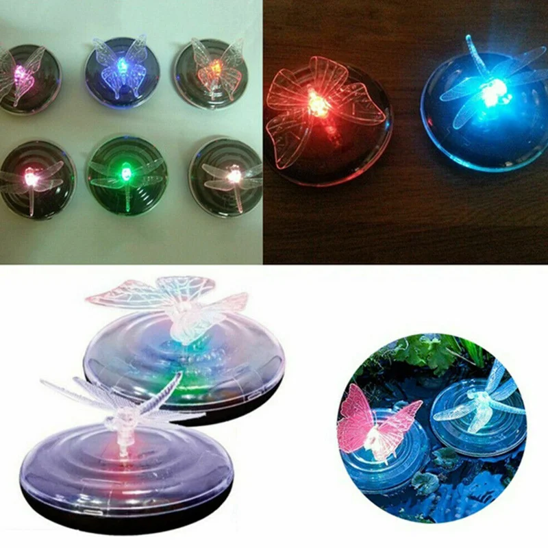 Newest Solar LED Float Lamp RGB Color Change Butterfly Dragonfly Outdoor Pond Water Light | Лампы и освещение