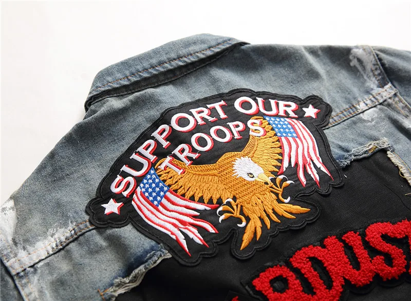 Винтажные мужские джинсовые куртки в европейском и американском стиле рваные с