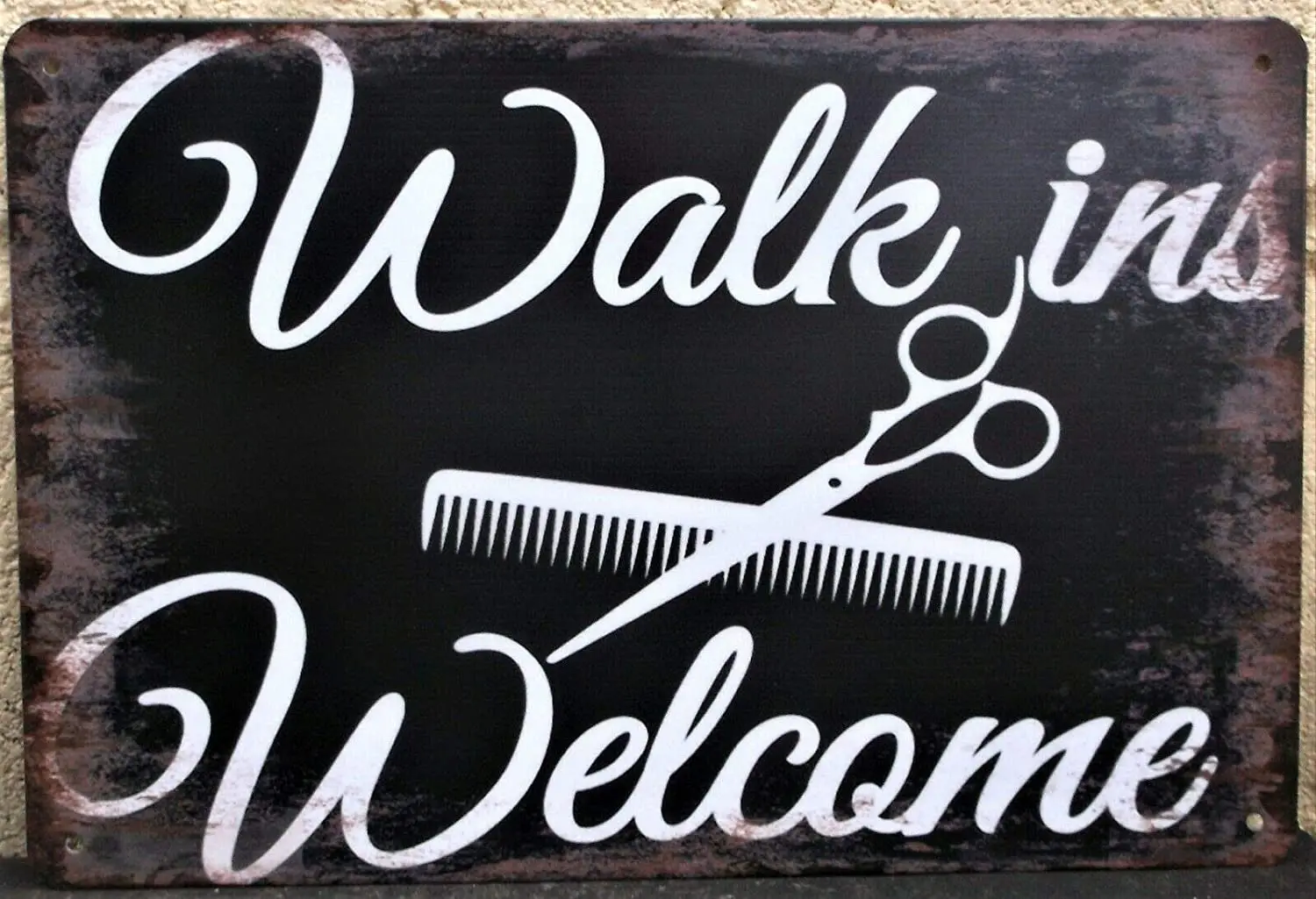 

Barber Shop Shopping Mall Wall Vintage Decorative Metal Plate Walk In Welcom Vintage Wall Decorative Metal Sign 8x12 Inches