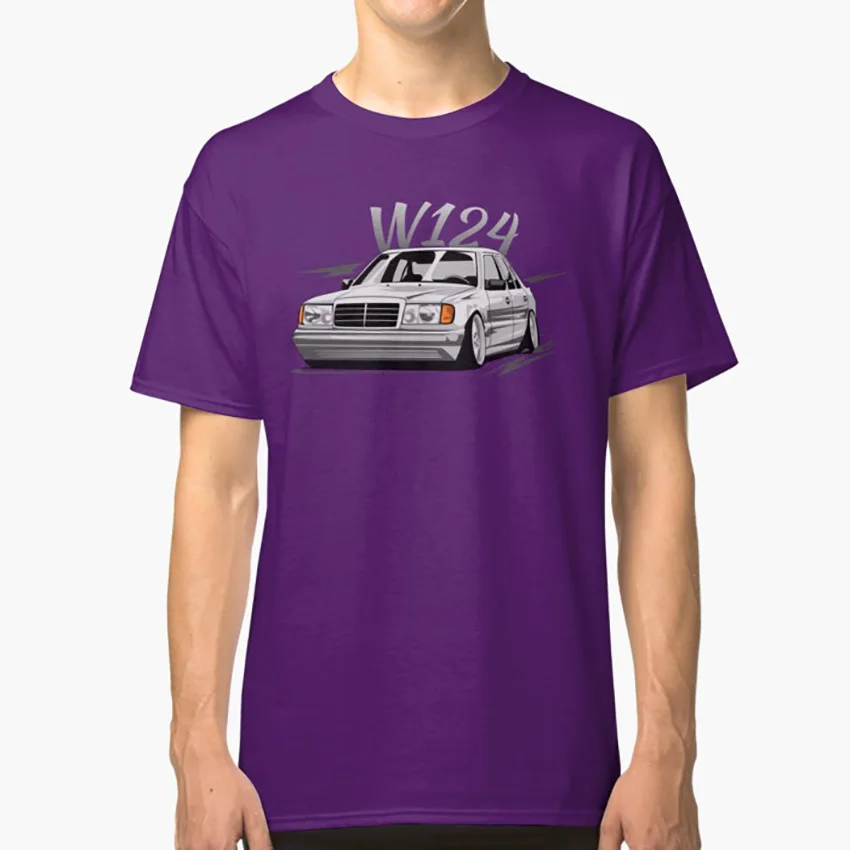 Фиолетовый W124 низкая стильная футболка w124 w 124 w124 подарок w124 энтузиаст w124 тюнинг w124 любовник mercedes w124 mercedes w 124 mercedes - Цвет: Фиолетовый