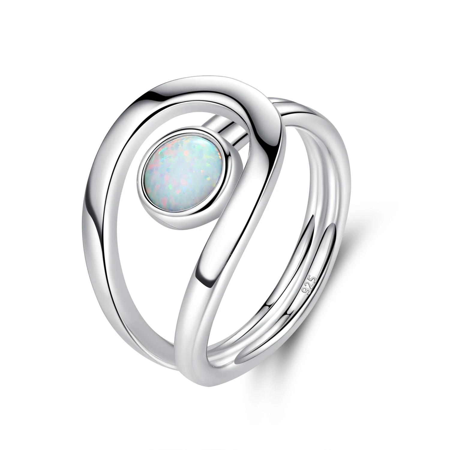 

KALETINE Unique Design 925 Sterling Silver Rings Gorgeous Halo Opal Women Wedding Engagement Anniversary Jewelry