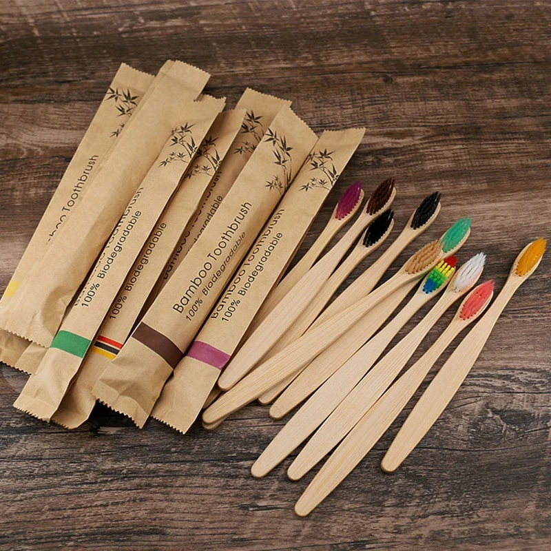 1pc ECO Friendly Toothbrush Bamboo Toothbrushes Resuable Portable  Wooden Soft Tooth Brush For Home Travel Hotel