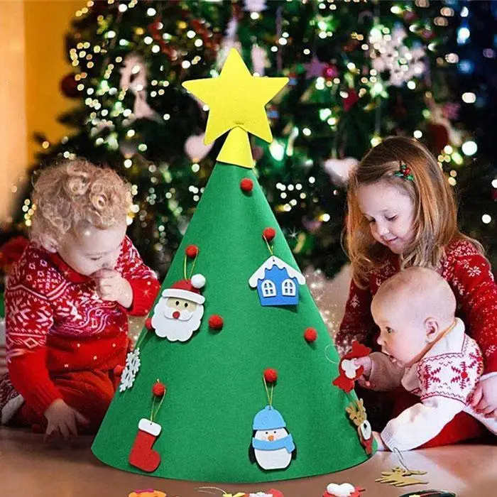 Сделай Сам фетр зеленая ткань Рождественская елка снеговик Санта Клаус лось узор