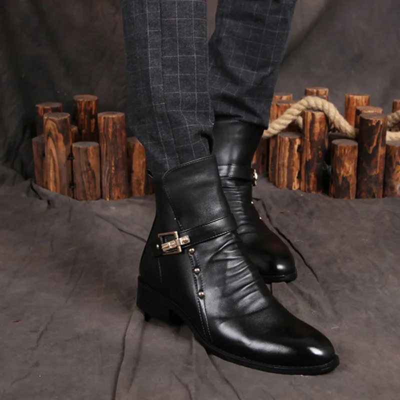 2021 осенне зимняя обувь для мужчин из натуральной кожи на высоком каблуке длина до