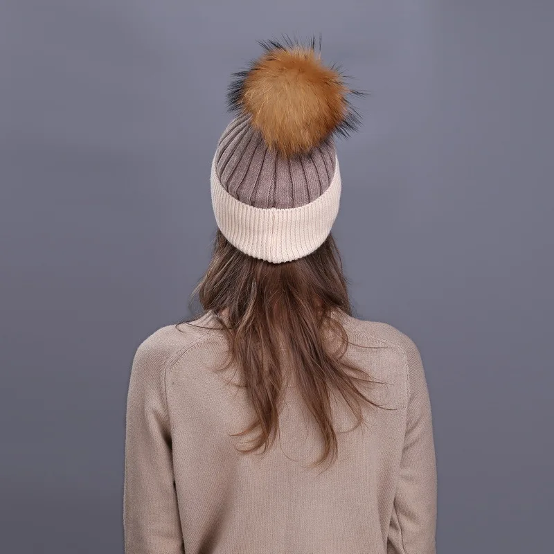 Шапка из меха кролика шапка енота вязаная W224|Женские Skullies и шапочки| |