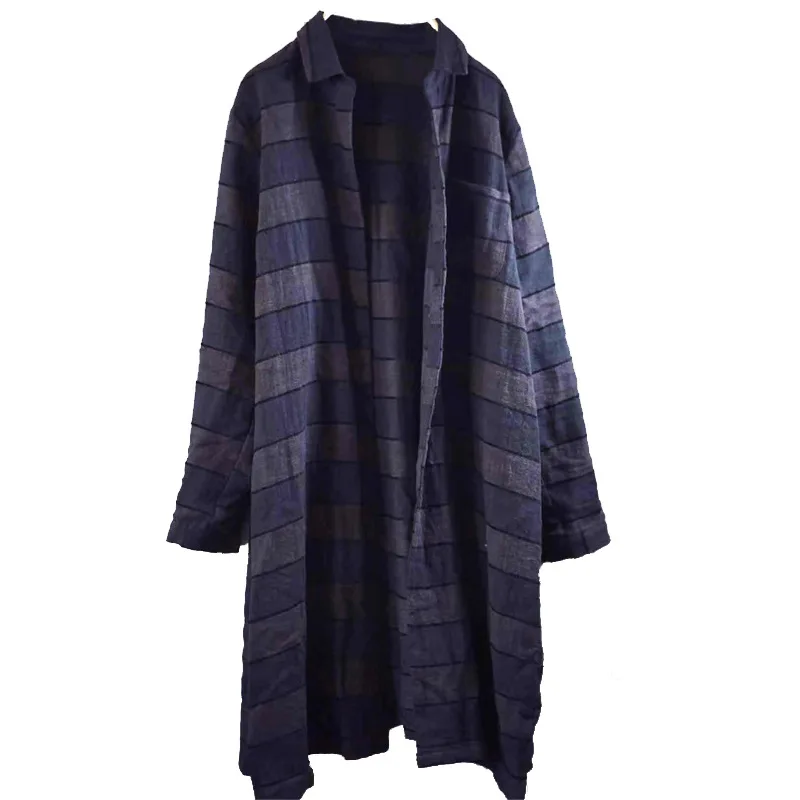 Женские свободные льняные рубашки в полоску женские винтажные кардиганы