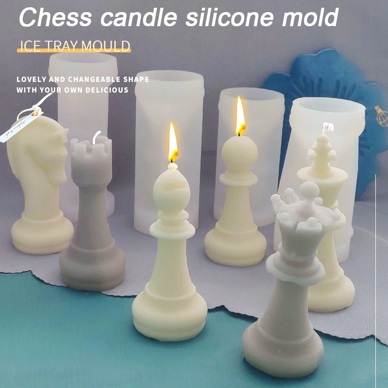 

Candle Silicone Stencil Easy to Clean DIY Chess Shape Template For DIY Candle Fondant Chocolate LBE