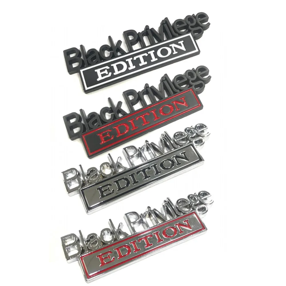 

10x3cm Car Stickers Zinc Alloy Black Privilege Edition Car Truck 3D Letter Fender Emblem Badge Sticker Decal