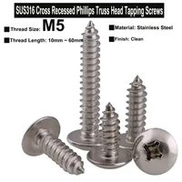 105pcs m5 sus316 stainless steel cross recessed phillips ta truss head tapping screws wood screws furniture tapping screws